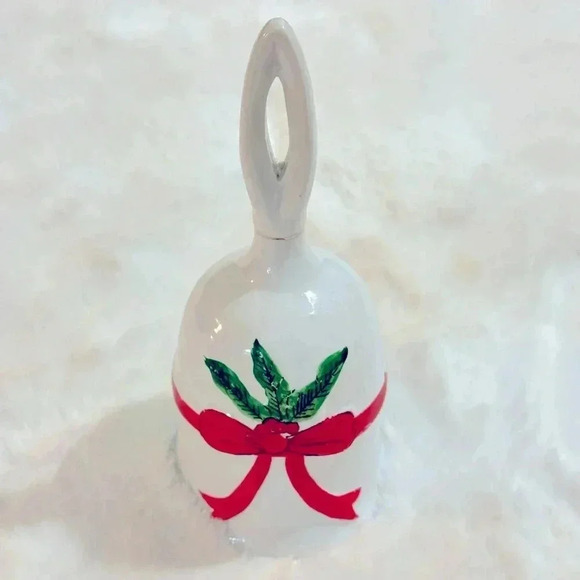Vintage Christmas Holly & Ivy Dinner Bell Cottagecore Farmhouse MCM Holidays - Picture 2 of 11